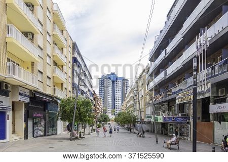 Benidorm, Spain, 14 June, 2020: People Walking On The Shopping Street In Benidorm. Popular Spanish R