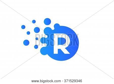 Letter R Bubbles Logo Template. Vector Brand Name Design. Dots Letter R Logo. R Letter Design Vector