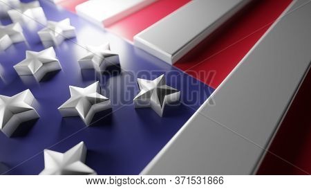 American Flag, Geometrical Design Background. Digital 3d Render.