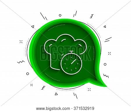 Cooking Timer Line Icon. Chat Bubble With Shadow. Frying Stopwatch Sign. Food Preparation Symbol. Th