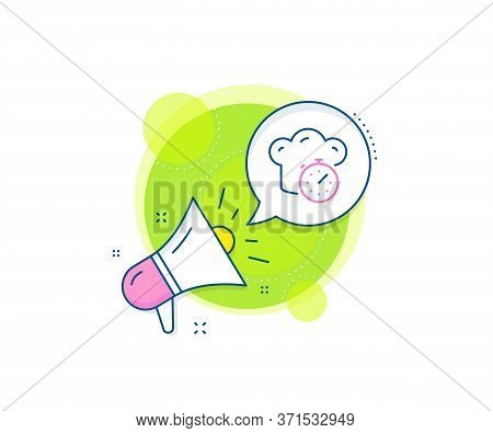 Frying Stopwatch Sign. Megaphone Promotion Complex Icon. Cooking Timer Line Icon. Food Preparation S