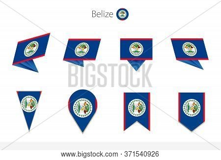 Belize National Flag Collection, Eight Versions Of Belize Vector Flags. Vector Illustration.