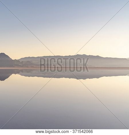 Square Sunrise And Reflection Bonnievale Salt Flats, Utah