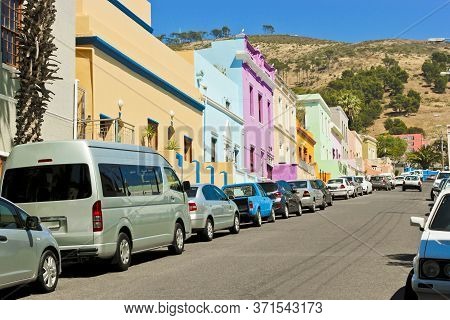 Many Colorful Houses In The Bo Kaap District In Cape Town, South Africa.