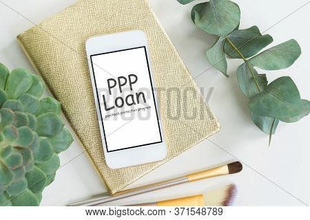 Phone With Golden Woman Accessories And Green Plants Mock Up Flat Lay Styled Scene, Paycheck Payment