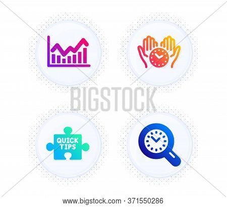 Infochart, Safe Time And Quick Tips Icons Simple Set. Button With Halftone Dots. Time Management Sig