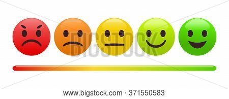 Emotion Feedback Scale. Includes Such Emoticon As Angry, Sad, Neutral, Joy And Happy Expression, Arr