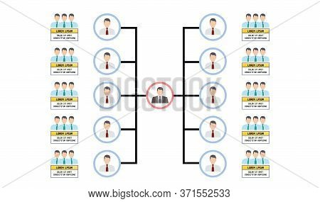 Organization Chart Infographics With People Icon And Abstract Line, Business Structure, 
Hierarchy O