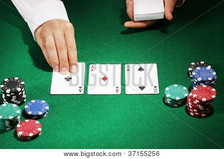 Yeşil tablo Poker ayarı