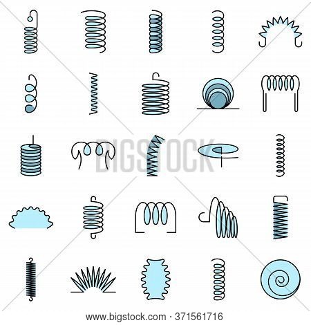 Coil Icon Set. Outline Set Of Coil Vector Icons Thin Line Color Flat Isolated On White