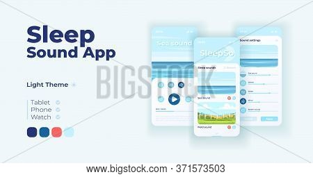 Relaxing Music App Cartoon Smartphone Interface Vector Templates Set. Mobile App Screen Page Light M
