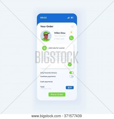 Shipping Service Smartphone Interface Vector Template. Mobile App Page Light Theme Design Layout. Cu