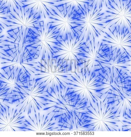 Abstract Springtime Blue Flower Seamless Pattern Background, Dandelion. Seamless Patern Floral Backg