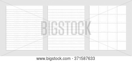 Realistic Blank Dotted Lines Paper Sheet Set