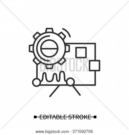 Performance Analysis Icon.gear With Statistic Chart.concept Linear Pictogram For Creative Technology