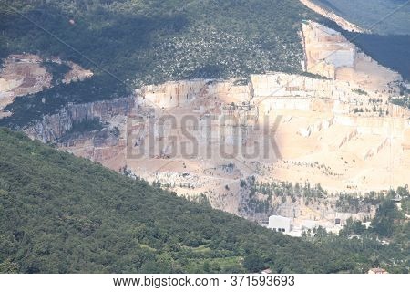 mountains with marble quarries in Botticino in northern Italy