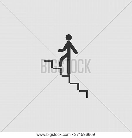 Go Down Up Icon Flat. Black Pictogram On Grey Background. Vector Illustration Symbol