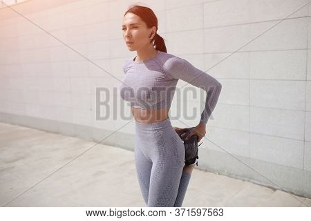 Woman Fitness In Beautiful Style On White Backgrou