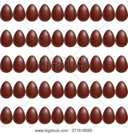 Chocolate 3d Eggs Seamless Pattern. Milk Chocolate Eggs Are Linear. Vector Stock Illustration. For P