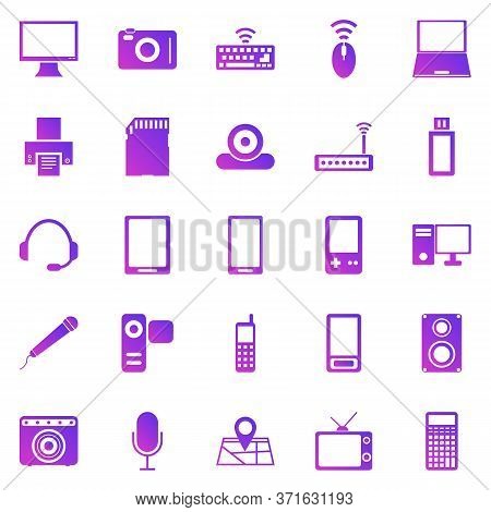 Gadget Gradient Icons On White Background, Stock Vector
