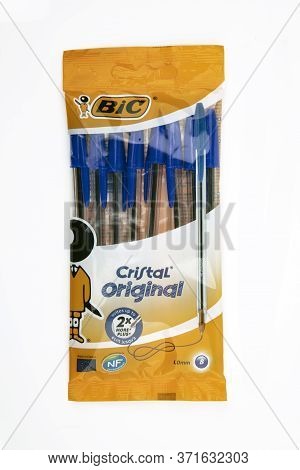 Wetlar, Germany - 2020-04-13 Package With Bic Pens. Bic Is A Family Owned Company. Listed On The Par
