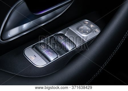 Novosibirsk/ Russia - April 28, 2020: Mercedes-benz Gle-class,close Up Of A Door Control Panel In A 