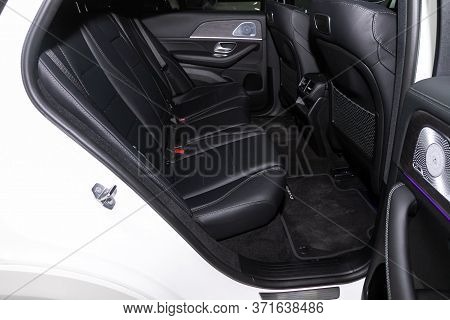 Novosibirsk/ Russia - April 28, 2020: Mercedes-benz Gle-class, Close-up Of The Black  Rear Seats Wit