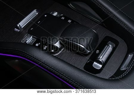Novosibirsk/ Russia - April 28, 2020: Mercedes-benz Gle-class, Close-up Of The Accelerator Handle An