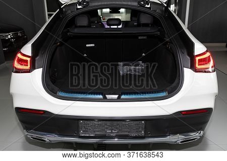 Novosibirsk/ Russia - April 28, 2020: Mercedes-benz Gle-class, Close-up Of The Open Trunk, Headlight