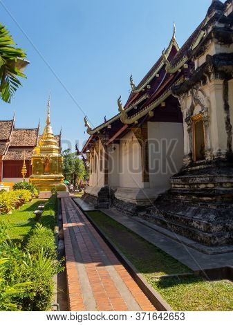 Wat Phra Singh Temple Chiang Mai Thailand-11 January 2020:construction Of Wat Phra Singh, B.e. Year 