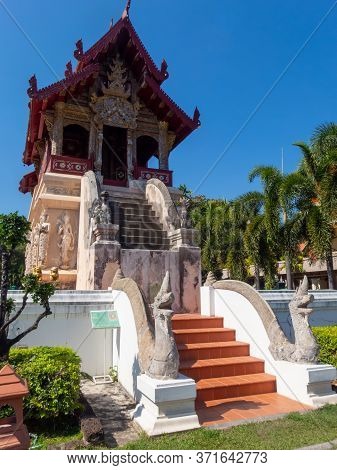 Wat Phra Singh Temple Chiang Mai Thailand-11 January 2020:construction Of Wat Phra Singh, B.e. Year 