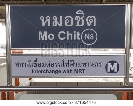 Mochit Bts Station Bangkok,thailand-18 August 2018: Name Tag Showing The Name Of The Station. On, 18