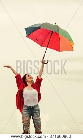 Good Mood At Any Weather. Autumn Weather Forecast. Carefree Time Spending. Autumn Fashion. Rainbow U