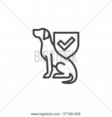 Pet Insurance Line Icon. Linear Style Sign For Mobile Concept And Web Design. Dog And Protection Shi