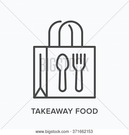 Ready Food Delivery Line Icon. Vector Outline Illustration Of Takeaway Lunch Service. Daily Meal In 