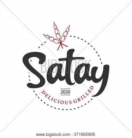 Simple Satay Logo Stamp Badge Food Vector Graphic Design Traditional Culinary Food Cuisine Label Tem