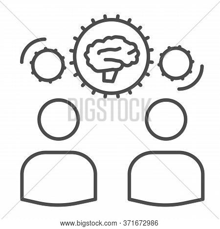 Two Men Share Knowledge Thin Line Icon, Business Concept, Knowledge Or Ideas Sharing Between Two Peo