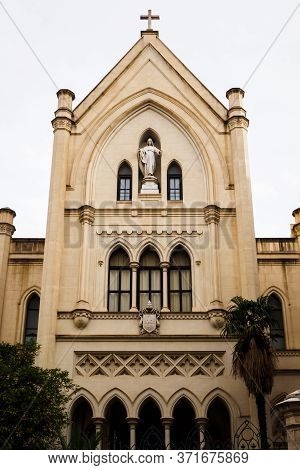 Floridian Facade Of The Ancelle Sacro Cuore Convent In Rome, Italy