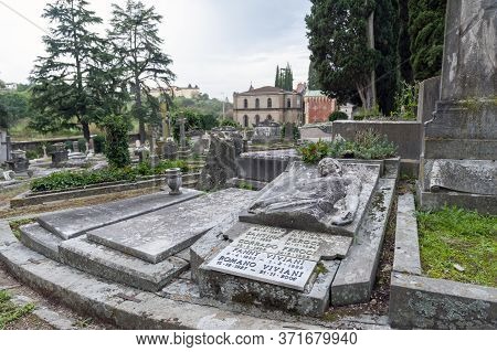 Florence, Italy - October 2019: The Grave Of Corrado Feroci Aka Professor Silpa Bhirasri, A Tuscan-b