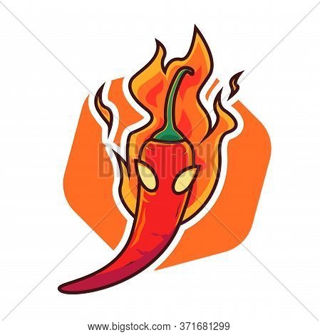 Chili Cartoon Logo Design Vector Template. Illustration