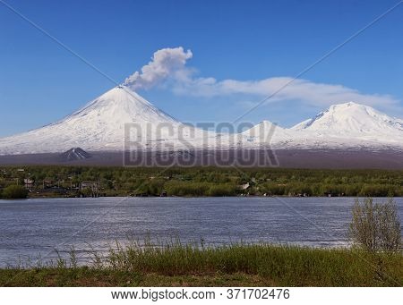Volcano Eruption. Russia,kamchatka Peninsula.10.06.2017.
The Volcano Of Klyuchevskaya Sopka. (4800 M
