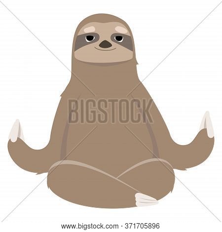 Sloth Doing Yoga. Cute Animal In Cartoon Style Isolated On White Background.