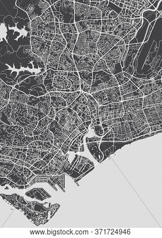 City Map Singapore, Monochrome Detailed Plan, Vector Illustration