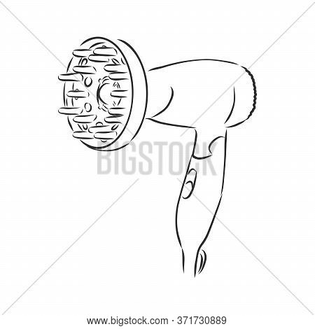 Fashion Salon Service Accessory, Design Pink Plastic Fen Isolated On White Background. Hair Dryer, V
