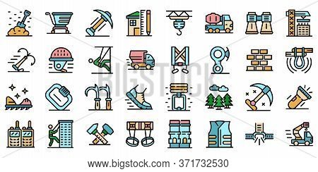 Industrial Climber Icons Set. Outline Set Of Industrial Climber Vector Icons Thin Line Color Flat Is