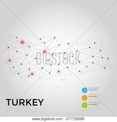 Global Network Connection. Turkey Map Point And Line Composition Concept Of Global Business. Vector 