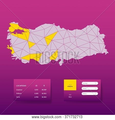 2018 Trend Colors Abstract Background Vector. Gray Turkey Map Abstract. Modern Design Background For