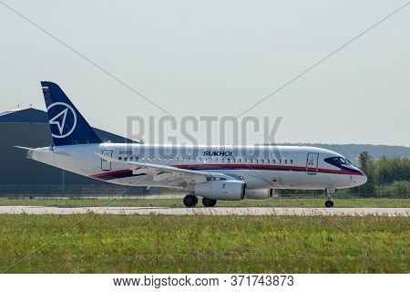August 30, 2019. Zhukovsky, Russia. Russian Short-range Narrow-body Passenger Aircraft  Sukhoi Super