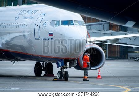 October 29, 2019, Moscow, Russia. Plane 
Boeing 737-800 Aeroflot - Russian Airlines At Sheremetyevo 