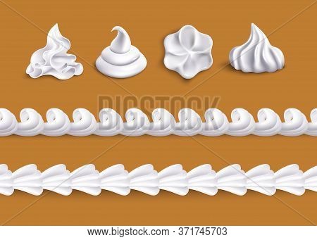 Whipped Cream Swirl Shape Topping And Horizontal Border Line Shape Set